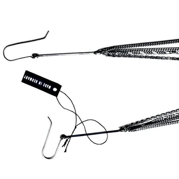 ANN DEMEULEMEESTER Gunmetal Silver-Tone Chain Link Shoulder Grazing Earrings - Picture 6 of 10